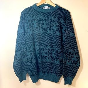 Vintage | Italian wool blend Nordic print sweater